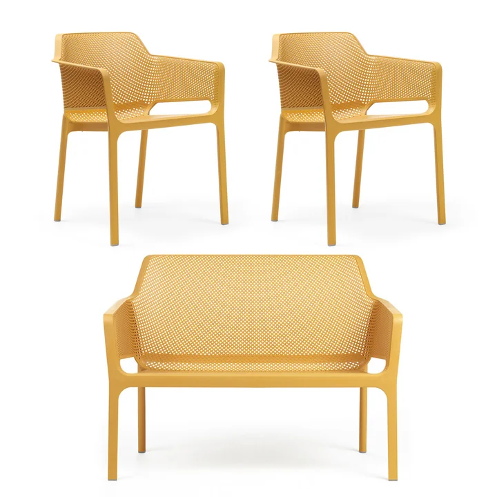 Nardi - Net Bank + 2x Net Armlehnstuhl, senape