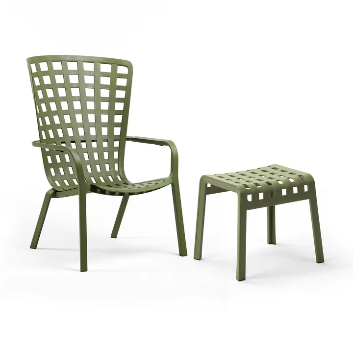 Nardi - Folio verstellbarer Outdoor-Sessel + Poggio Hocker, agave