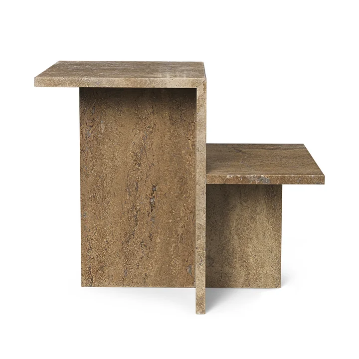Ferm Living - Distinct Beistelltisch, dunkelbraun Travertin-Stein