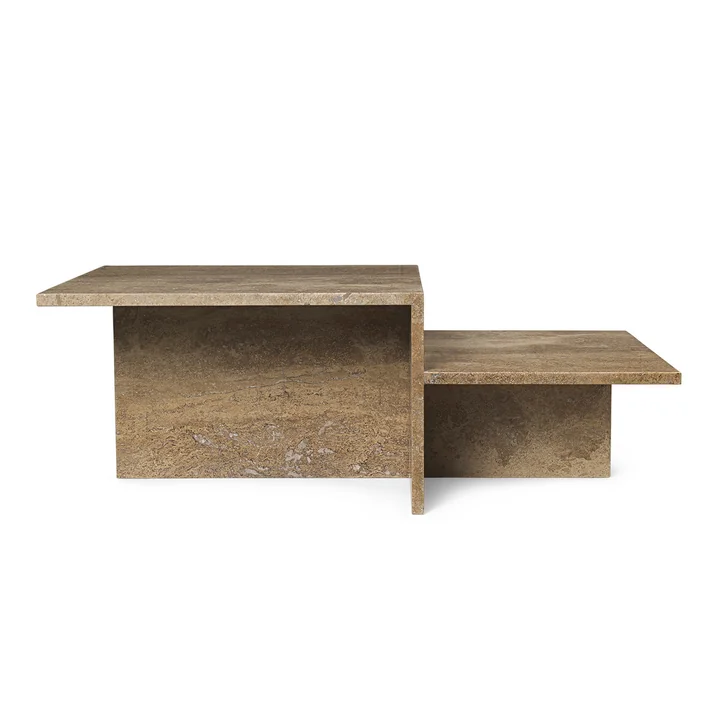 Ferm Living - Distinct Couchtisch, dunkelbraun Travertin-Stein