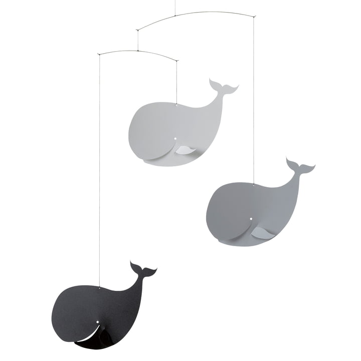 Happy Whales Mobile von Flensted Mobiles in der Farbe schwarz/grau