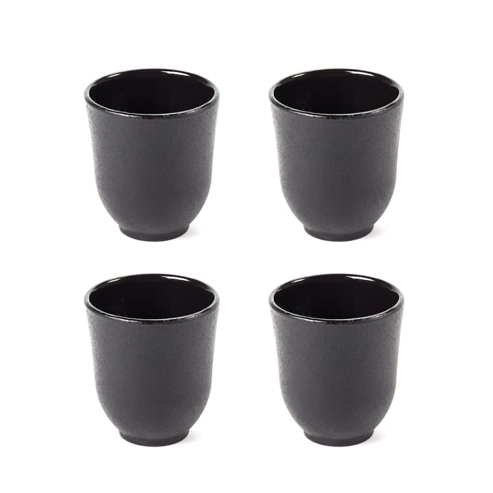 Inku gusseiserne Tasse und Teekanne in der Farbe schwarz