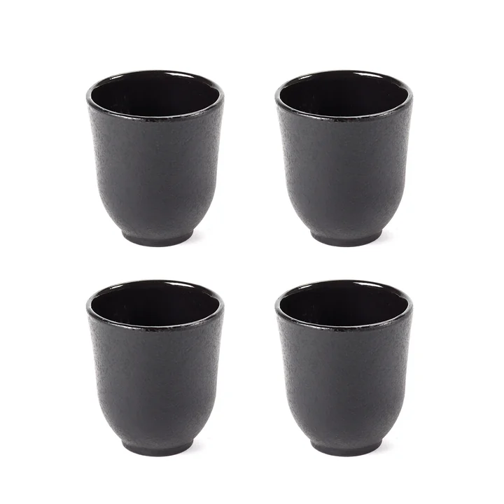 Inku gusseiserne Tasse und Teekanne in der Farbe schwarz