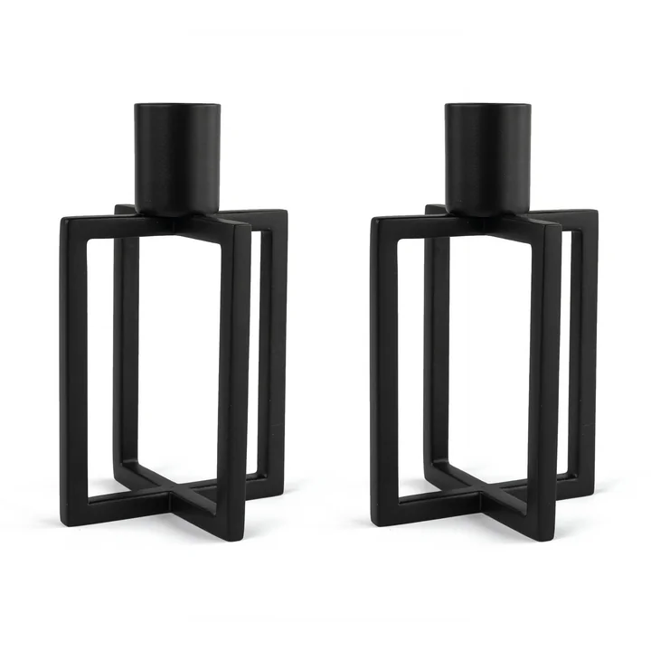 HANA - OneFlame Kerzenständer H 11,3 x Ø 7 cm, schwarz (2er-Set)