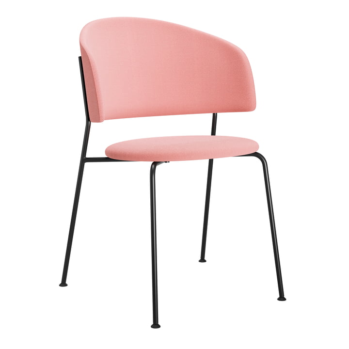 OUT Objekte unserer Tage - Wagner Dining Chair, Stoff rosa, Gestell schwarz