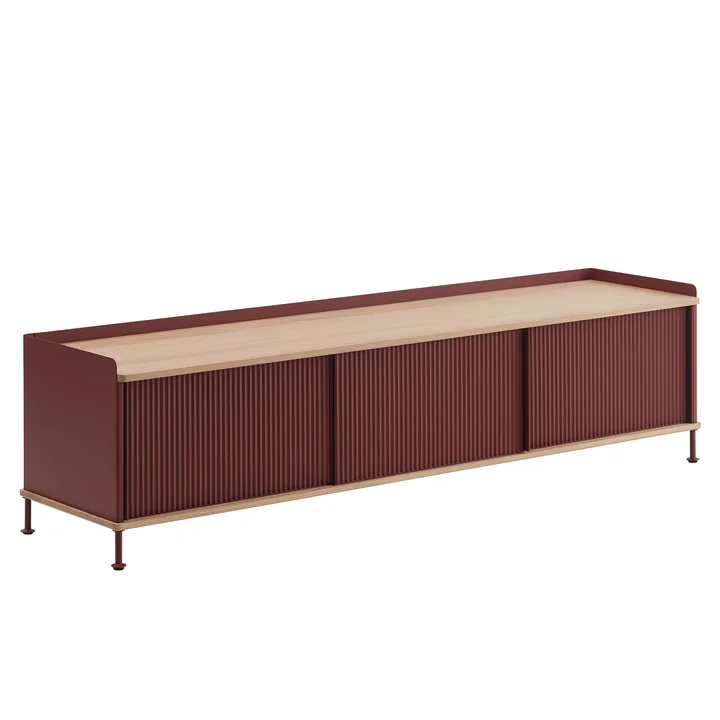 Muuto - Enfold Sideboard, 186 x 45 cm, eiche / deep red