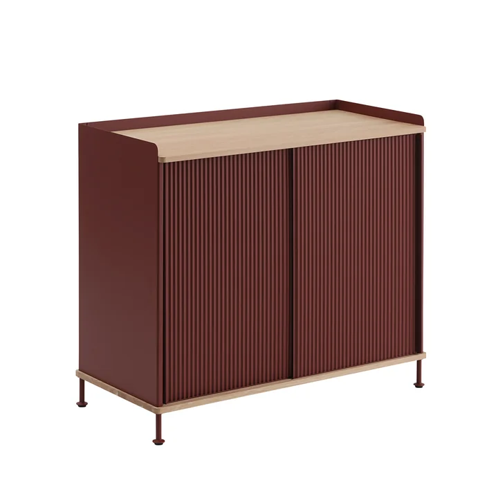 Muuto - Enfold Sideboard hoch, Eiche / deep red