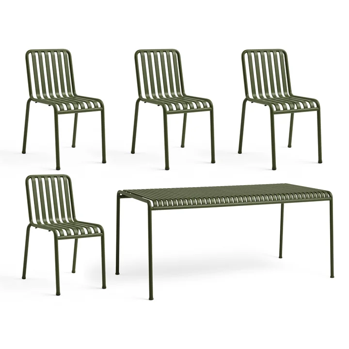 HAY - Palissade Tisch + 4x Dining Chair, olive