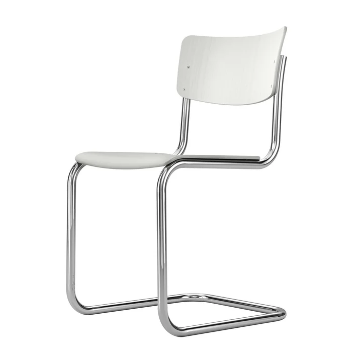 Thonet - S 43 Freischwinger, Chrom / weiss lasiert TP 200