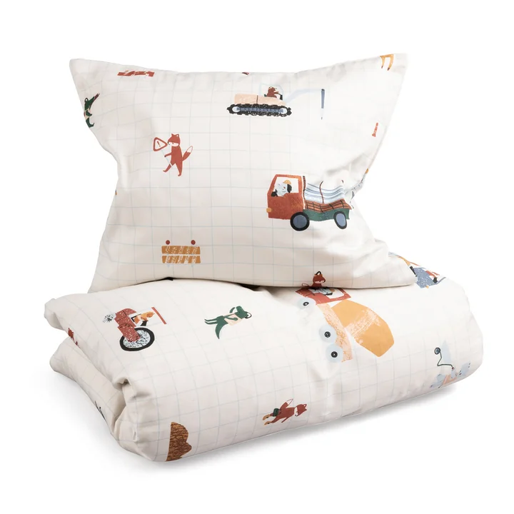 Sebra - Baby-Bettwäsche, 70 x 100 cm, Busy Builders