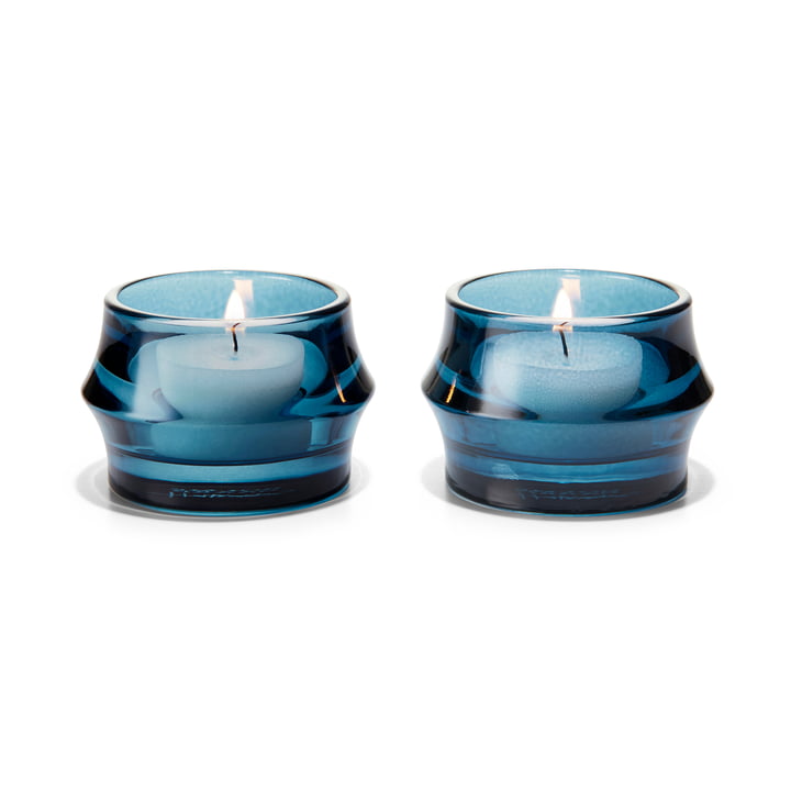 Holmegaard - Arc Teelichthalter, Ø 7,2 cm, dunkelblau (2er-Set)