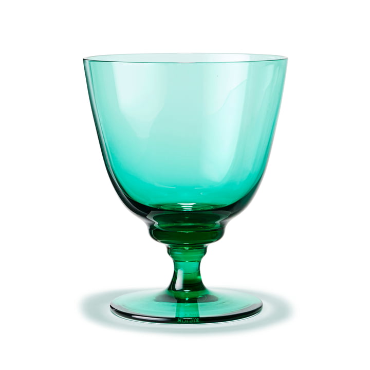 Flow Trinkglas mit Fuss mit Holmegaard in der Farbe grün