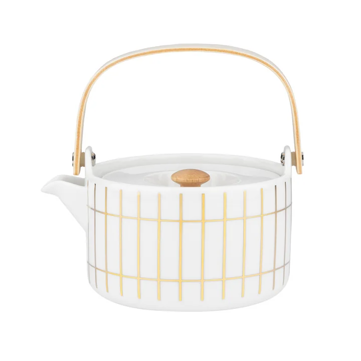 Oiva Tiiliskivi Teekanne, weiss / gold von Marimekko