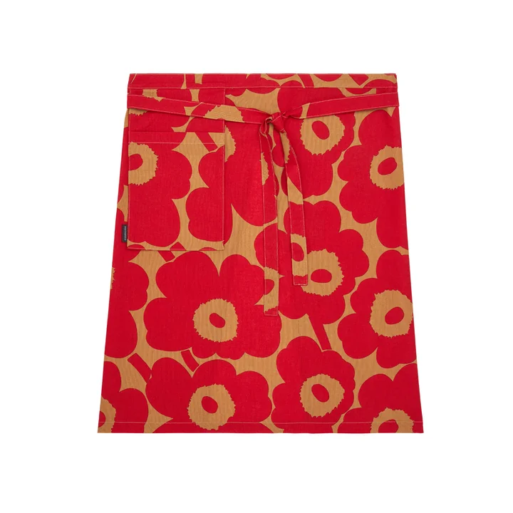Marimekko - Pieni Unikko Schürze, braun / rot 