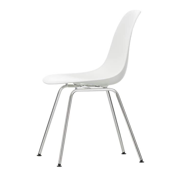 Vitra - Eames Plastic Side Chair DSX, verchromt / weiss (Filzgleiter basic dark)