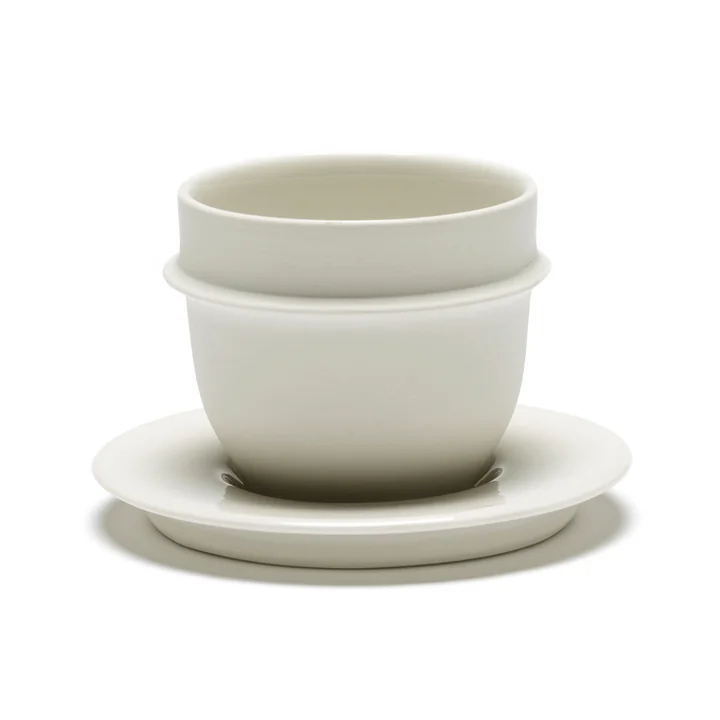 Dune Espressotasse by Kelly Wearstler, Alabaster / weiss, Untertasse von Serax