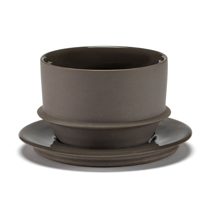 Serax - Dune Kaffeetasse by Kelly Wearstler, Slate / braun auf Untertasse