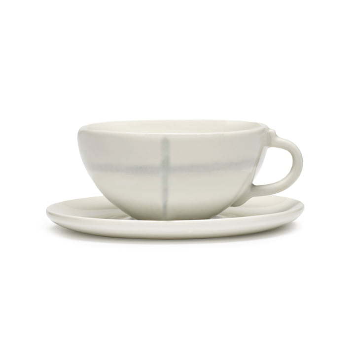 Zuma Espressotasse by Kelly Wearstler, Salt / weiss mit Untertasse von Serax