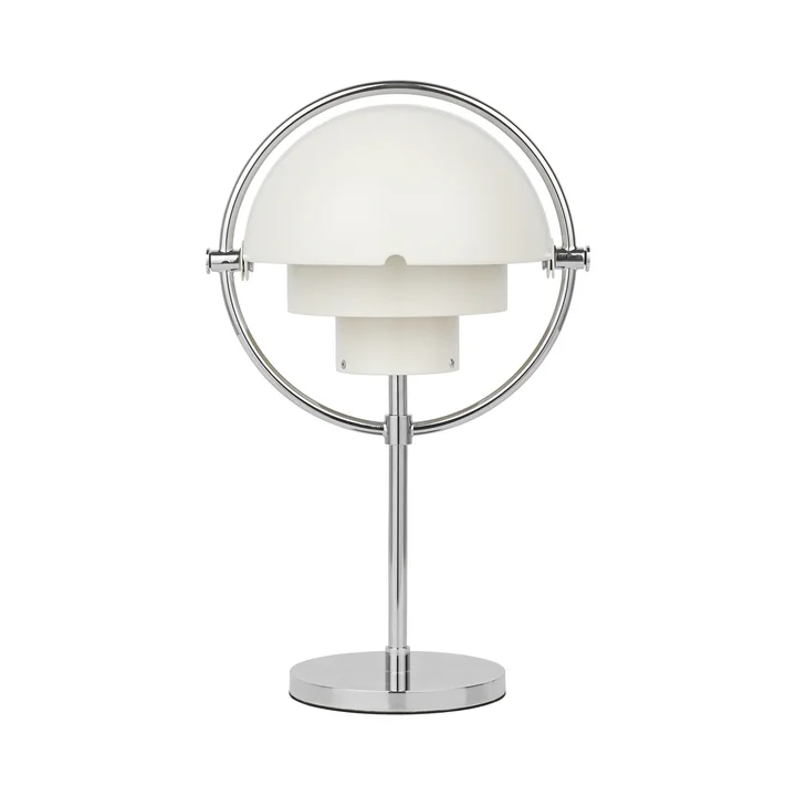 Gubi - Multi-Lite Portable LED Akku Tischleuchte, Chrom / weiss semi matt