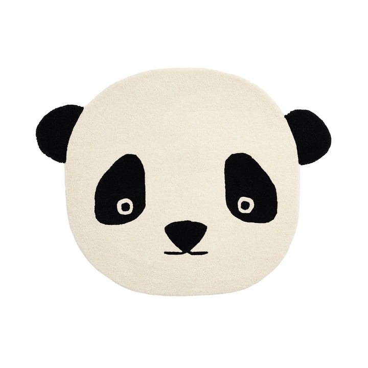OYOY - Panda Teppich, 110 x 87 cm, weiss / schwarz