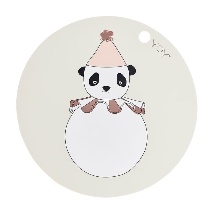 OYOY - Platzset PomPom, Panda, ⌀ 39 cm, offwhite