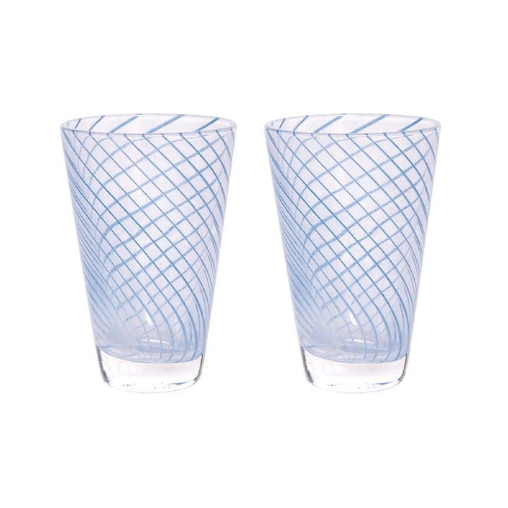 OYOY - Yuka Swirl Trinkglas, blau (2er-Set)