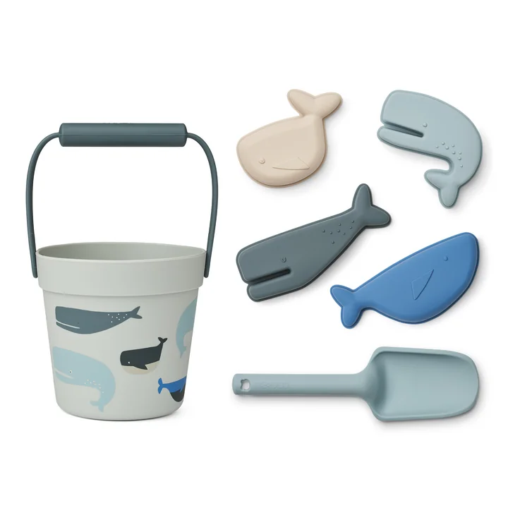 Dante Strandspielset, Wale, clould blue (6er-Set) von LIEWOOD