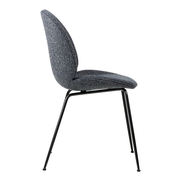 Gubi - Beetle Dining Chair Vollpolsterung (Conic Base), Schwarz / Around Bouclé (023)