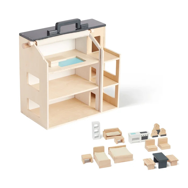 Aiden tragbares Puppenhaus mit Zubehör, bunt (19er-Set) von Kids Concept