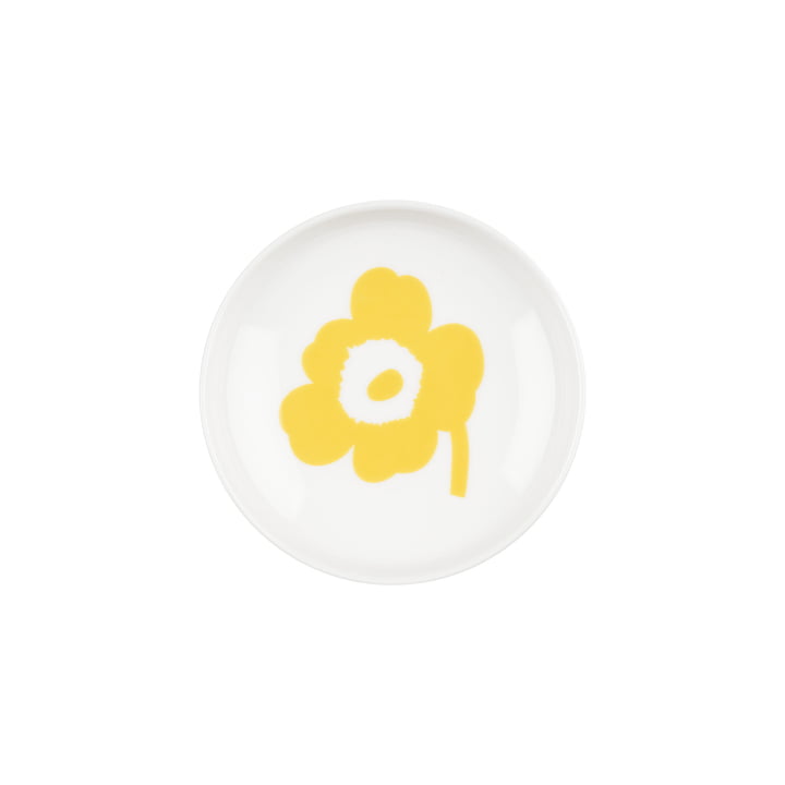 Oiva Unikko Teller, Ø 8,5 cm, weiss / spring yellow von Marimekko