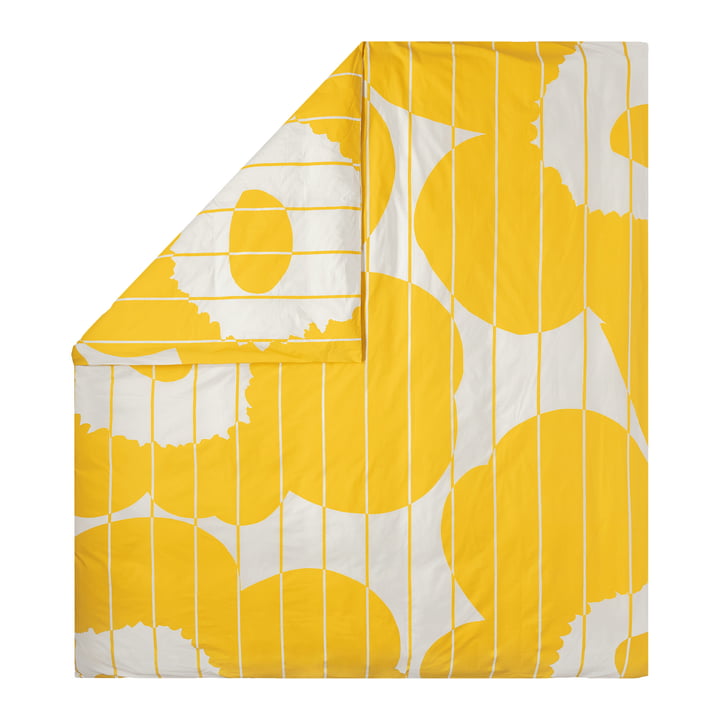 Vesi Unikko Deckenbezug, 240 x 220 cm, spring yellow / ecru von Marimekko