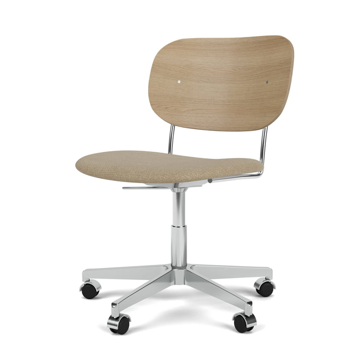 Co Task Chair, Eiche natur / Aluminium, Sitzfläche beige (Stoff Audo Bouclé 02) von Audo