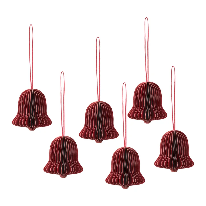 Chime Bell Deko-Anhänger, Ø4,5 x H5 cm, Pompeian Red (6er-Set) von Broste Copenhagen