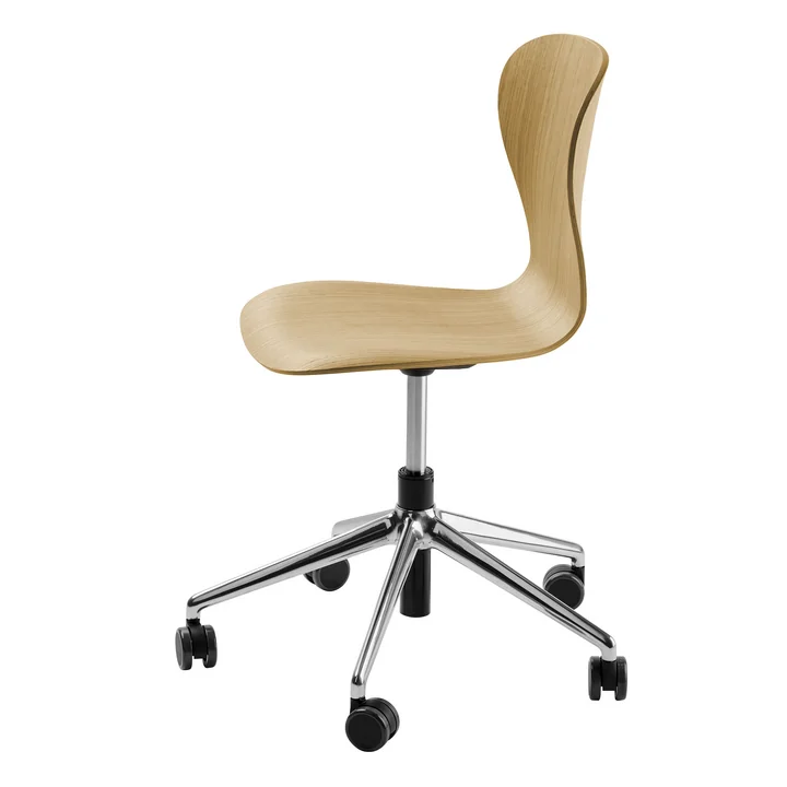 Thonet - S 220 DRW Drehstuhl mit Rollen, Eiche / Gestell Aluminium poliert