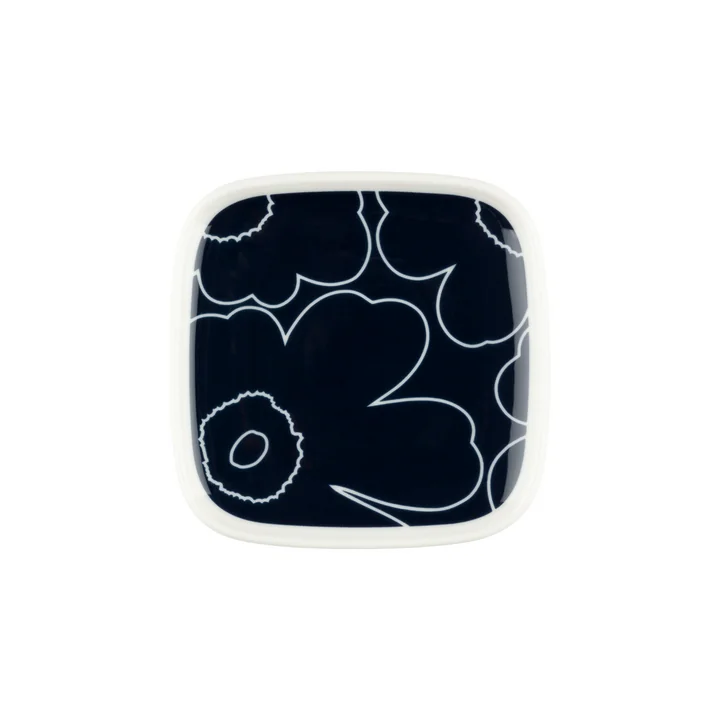 Oiva Piirto Unikko Teller, 10 x 10 cm, weiss / dunkelblau von Marimekko