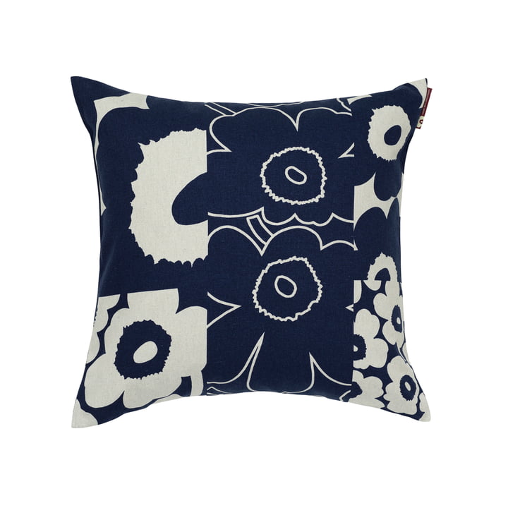 Unikko Kollaasi Kissenbezug, 50 x 50 cm, linen / dark navy von Marimekko