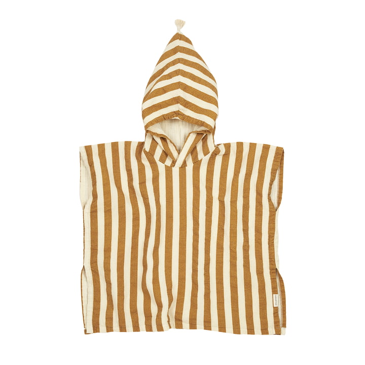 Portofino Musselin Poncho, honey stripes waffle von Nobodinoz