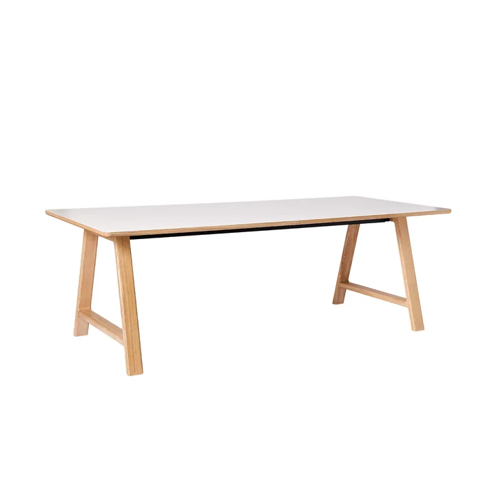 T11 Esstisch, 220 x 95 cm, kristallweiss / Eiche weiss pigmentiert von Andersen Furniture