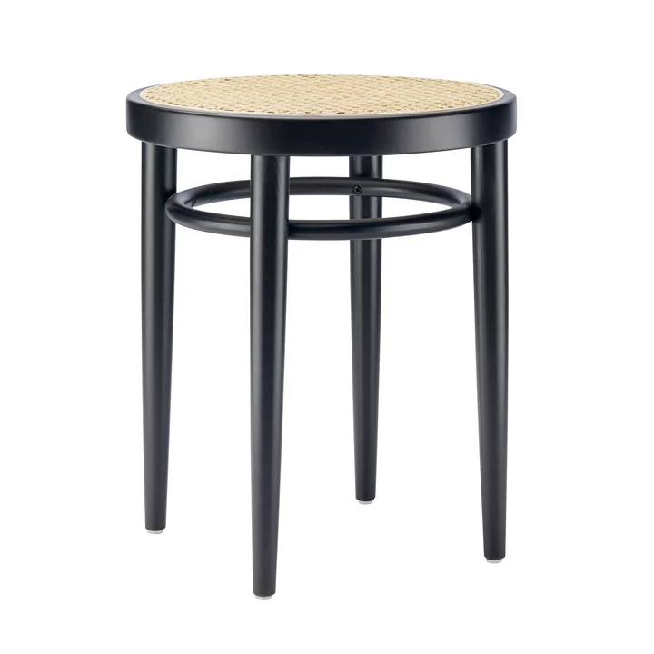 214 RH Hocker, Rohrgeflecht mit Kunststoffstützgewebe / Buche schwarz (TP 29) von Thonet