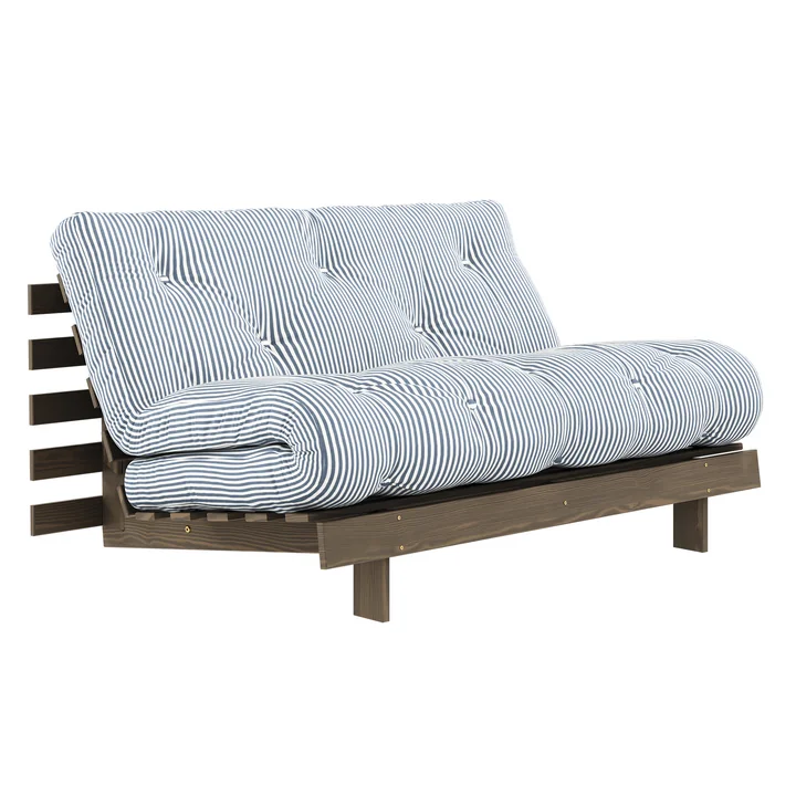 Karup Design - Roots Schlafsofa, 140 x 200 cm, Kiefer carbonbraun / beach blue