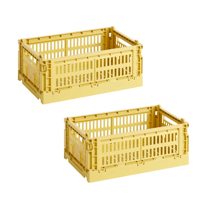 Hay - Colour Crate Korb S, 26,5 x 17 cm, dusty yellow, recycled (2er Set)