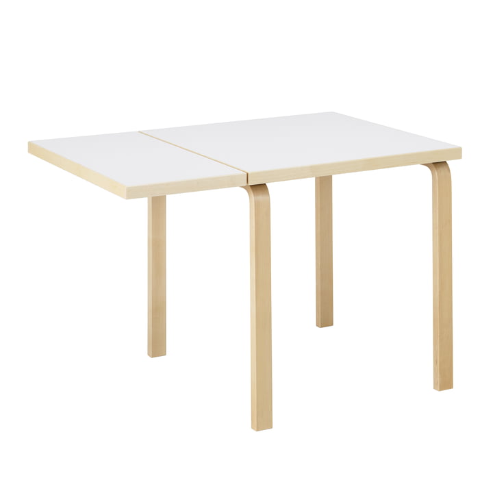 Artek - Aalto DL81C klappbarer Esstisch, H x L 74 x 79 / 112,5 cm, weiss