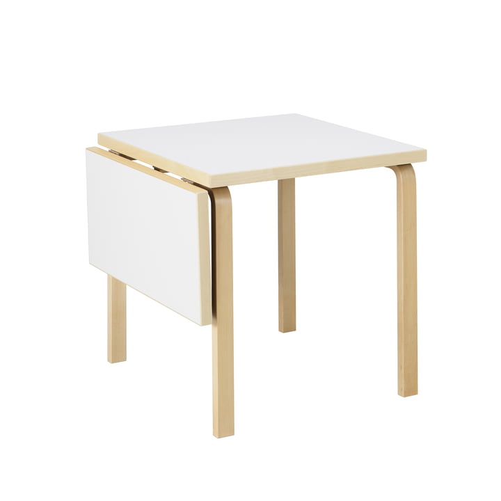 Artek - Aalto DL81C klappbarer Esstisch, H x L 74 x 79 / 112,5 cm, weiss