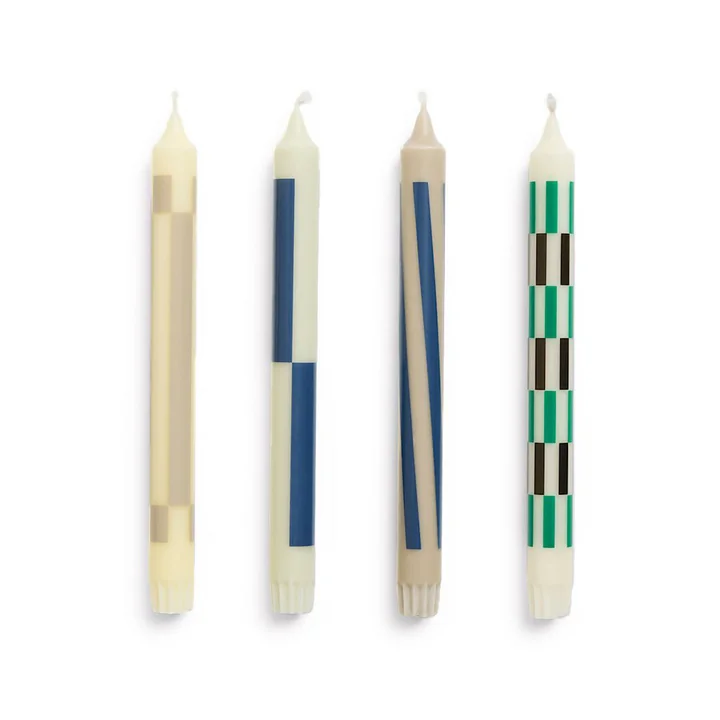 HAY - Pattern Stabkerzen, H 24 cm, cream / dark (4er-Set)