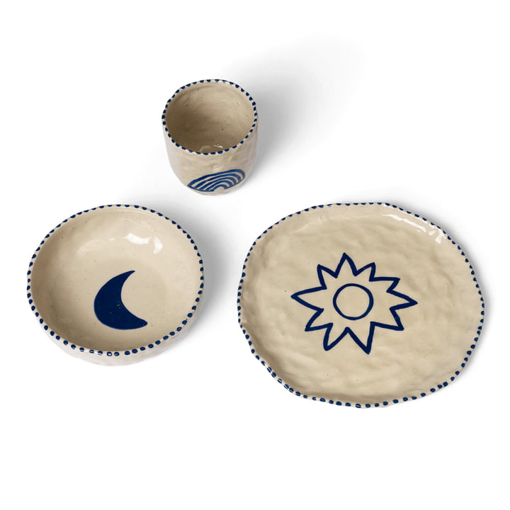 ferm Living - Naive Ceramic Set, deep blue