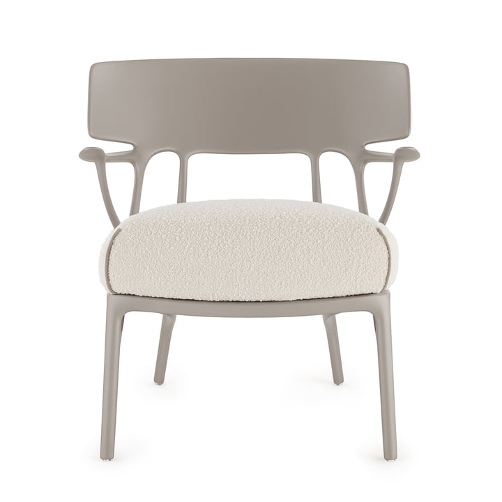 Kartell - A.I. Lounge Chair, grau / weiss (Stoff Bouclé Riccio)