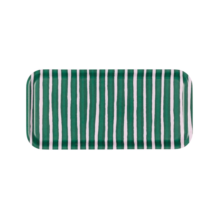 Marimekko - Piccolo Tablett, 13,5 x 27,5 cm, grün / weiss 