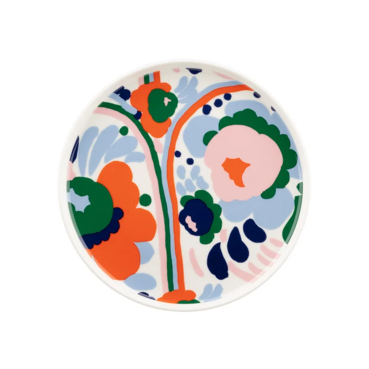Marimekko - Oiva Karuselli Teller, Ø 20 cm, weiss / dunkelblau / orange / rosa