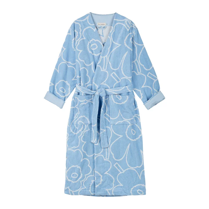 Marimekko - Piirto Unikko Bademantel, off-white / light blue 