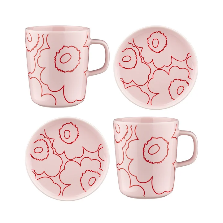 Marimekko - Oiva Piirto Unikko Geschirr-Set (4-tlg) 
